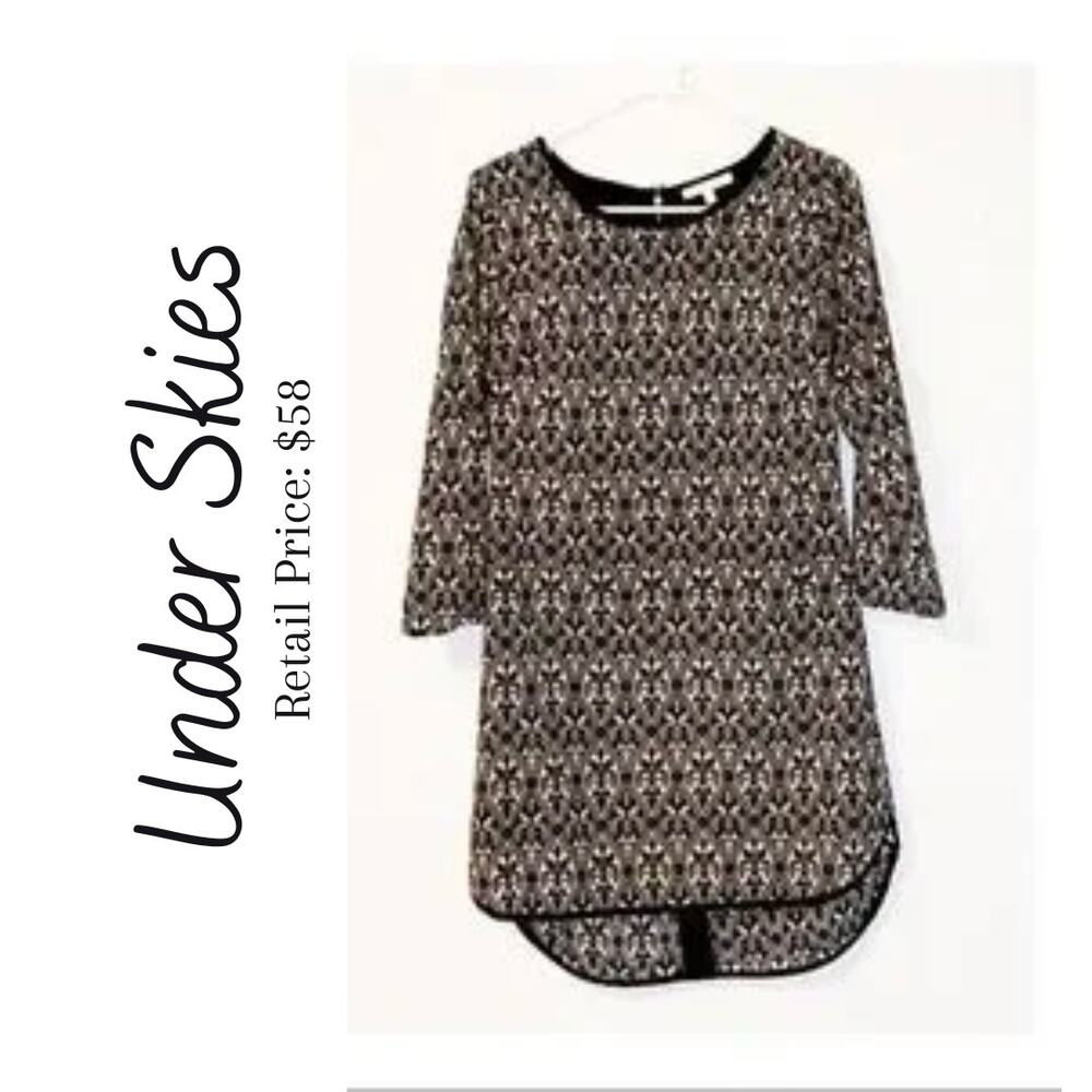 Under Skies Black & Gray Print Dress Size Small